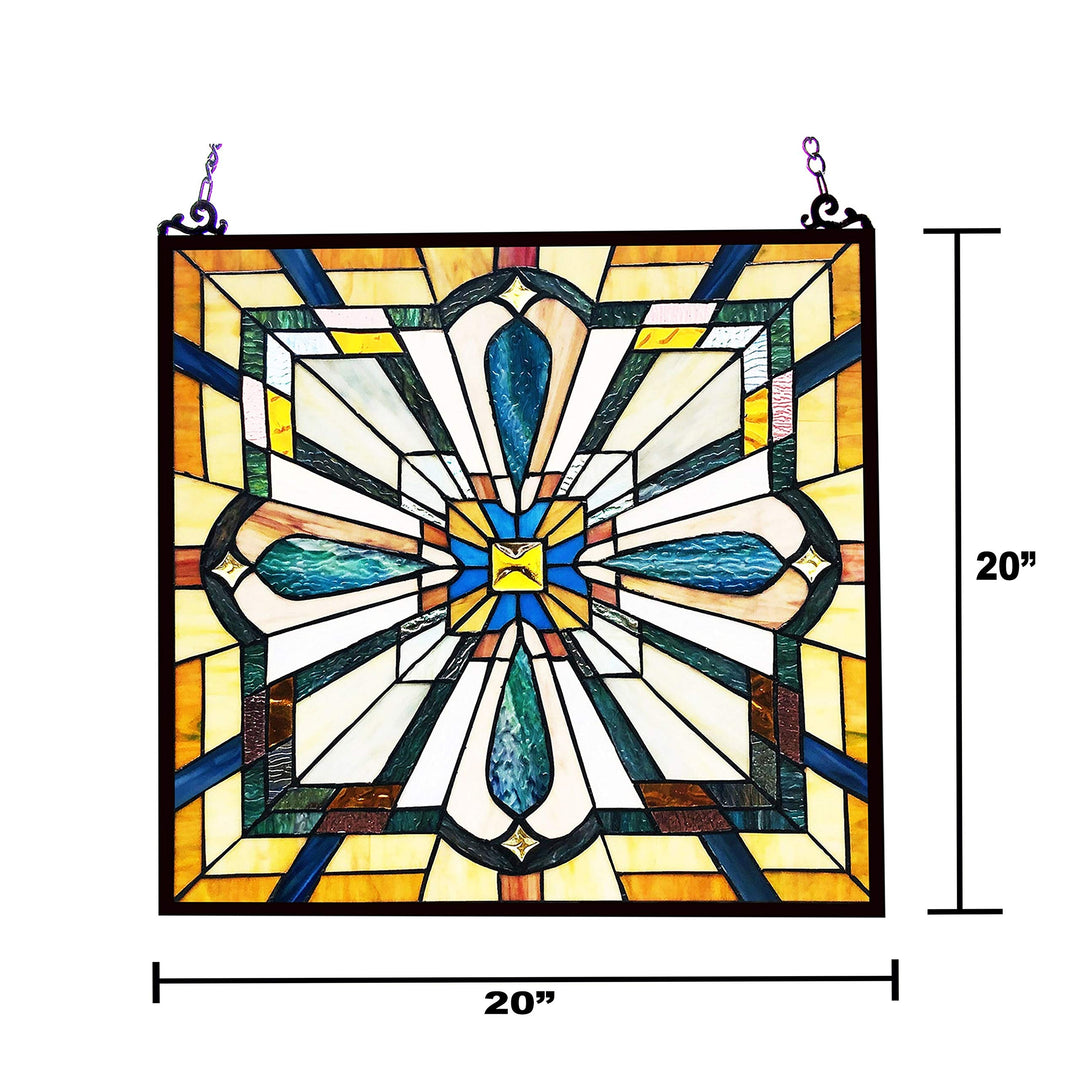 Mission-Design/Look Glass Window Panel/suncatcher Multi Color Traditional Square - Diamond Home USA