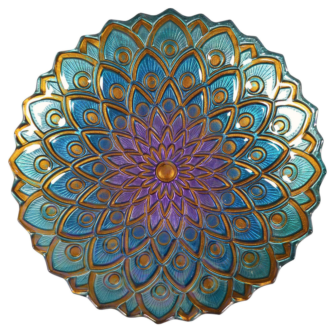 Outdoor Glass Mosaic Flower Fusion Bird Bath Blue/Purple 21.2" h Multi Color - Diamond Home USA