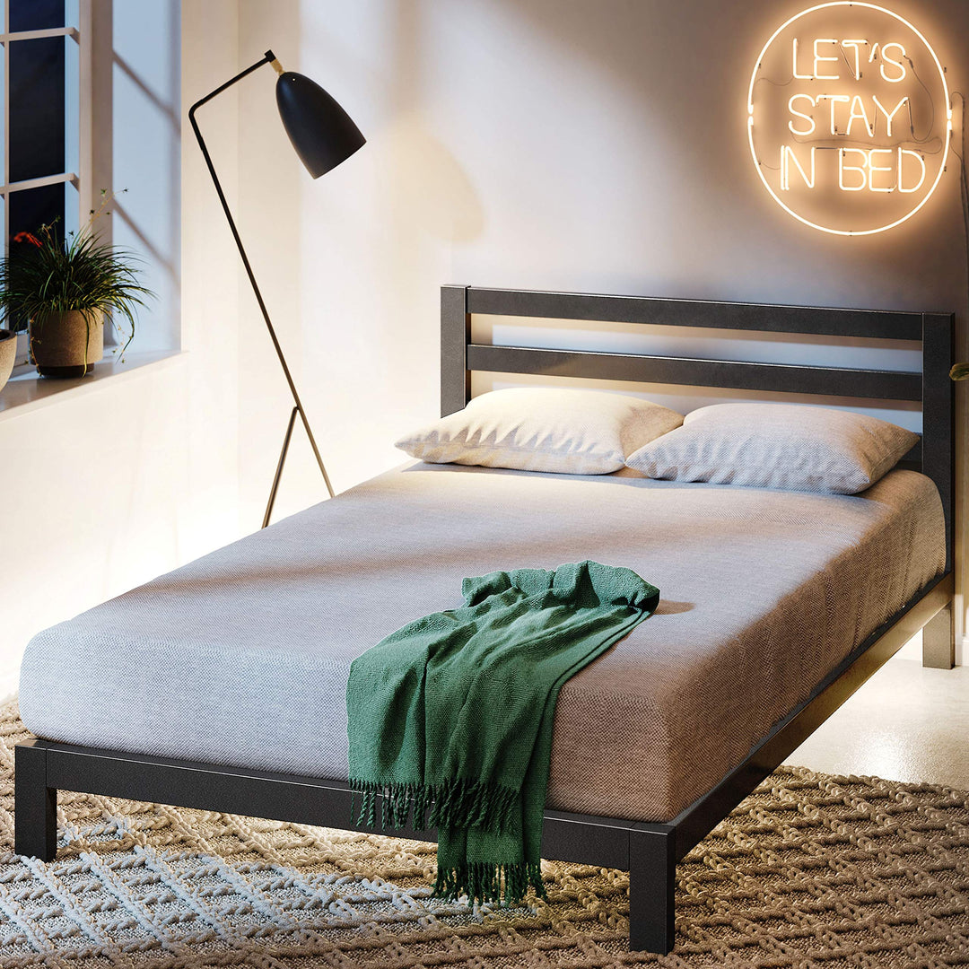 ZINUS Arnav Metal Platform Bed Frame with Headboard Wood Slat Support No Box