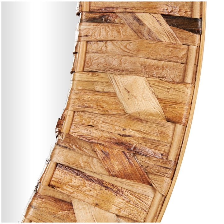 Brown Seagrass Handmade Woven Wall Mirror Medium - Diamond Home USA