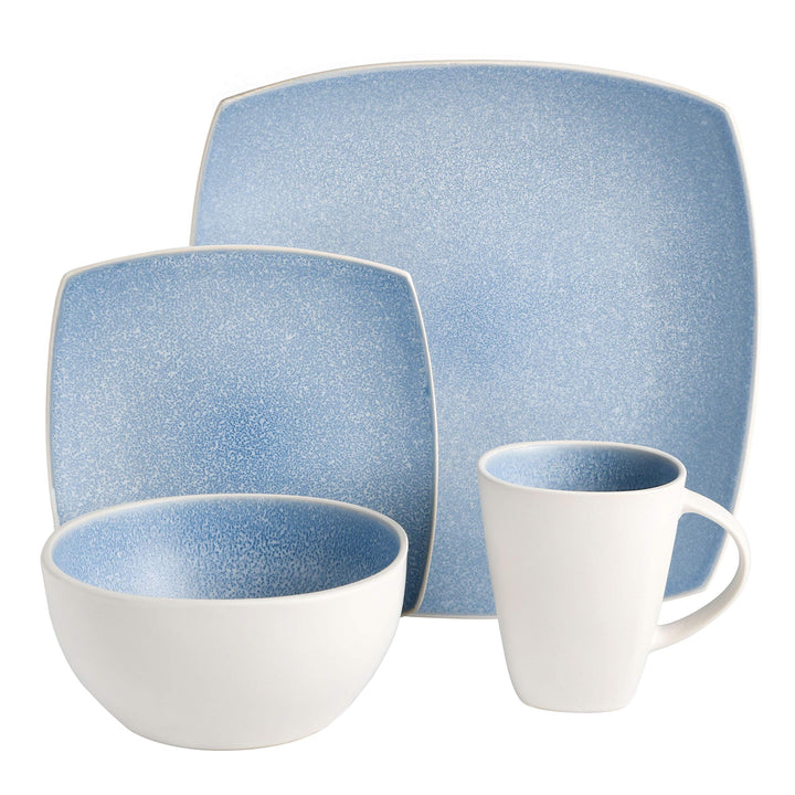 Gibson Soho Lounge Square Reactive Glaze Stoneware Dinnerware Set Service for - Diamond Home USA