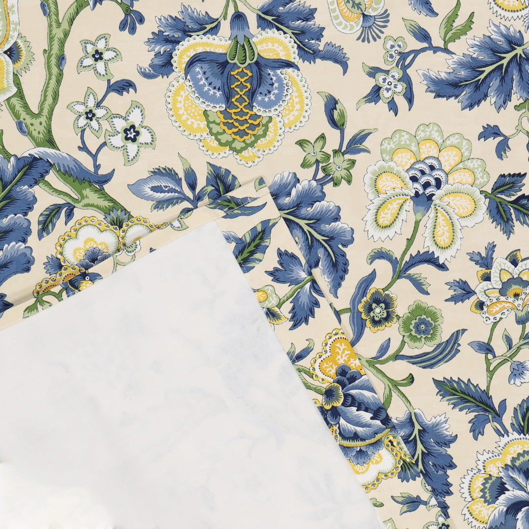 Waverly Imperial Dress Jacobean Floral Rod Pocket Tier Pair for Kitchen and 52 x 24 - Porcelain - Diamond Home USA
