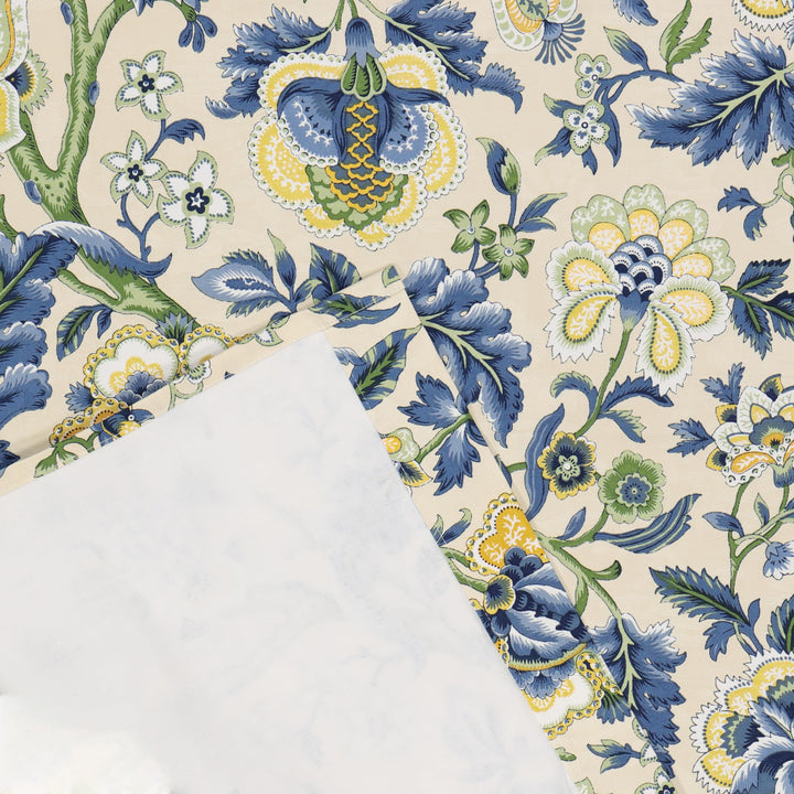 Waverly Imperial Dress Jacobean Floral Rod Pocket Tier Pair for Kitchen and 52 x 24 - Porcelain - Diamond Home USA