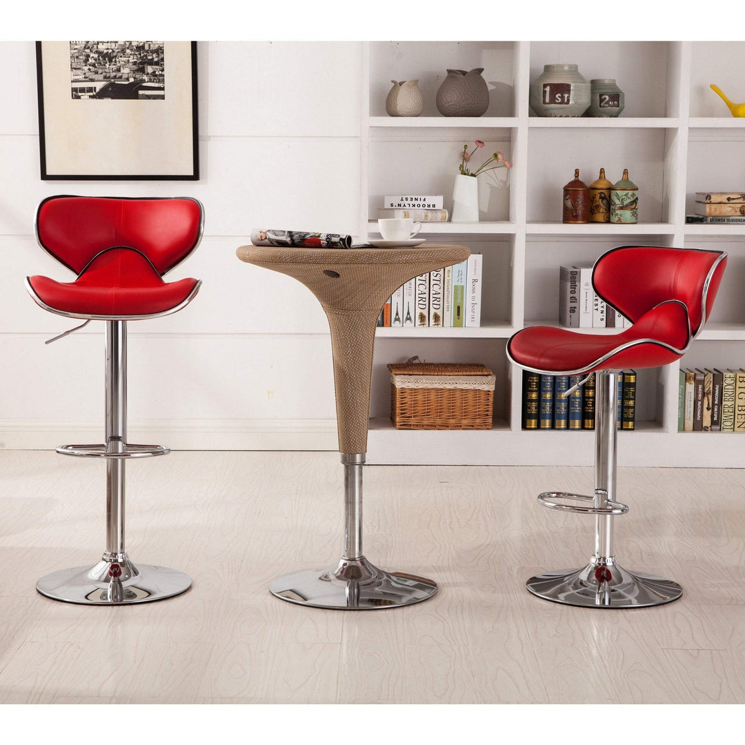 Roundhilll Furniture Masaccio Leatherette Airlift Adjustable Swivel Barstool White - Diamond Home USA