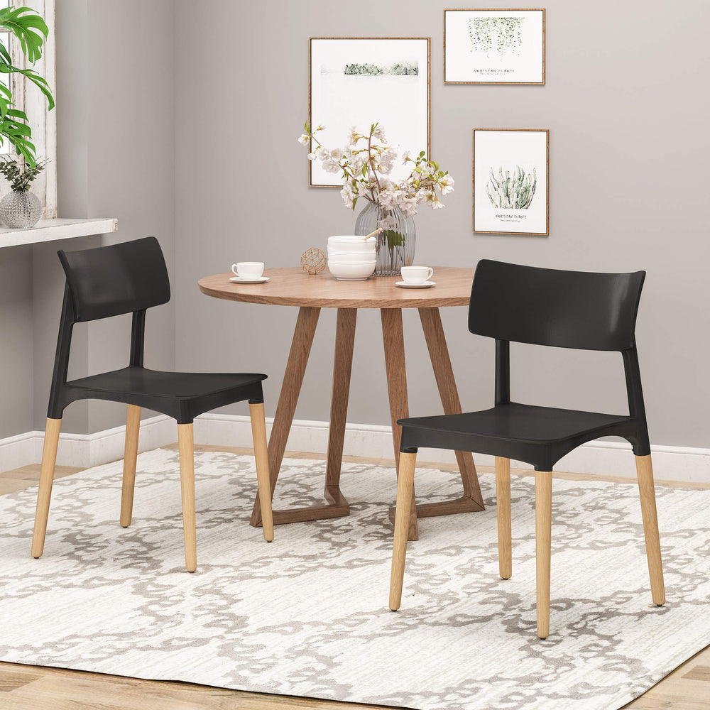 Christopher Knight Home Isabel Modern Dining Chair with Beech Wood Legs (Set Black, Natural - Diamond Home USA