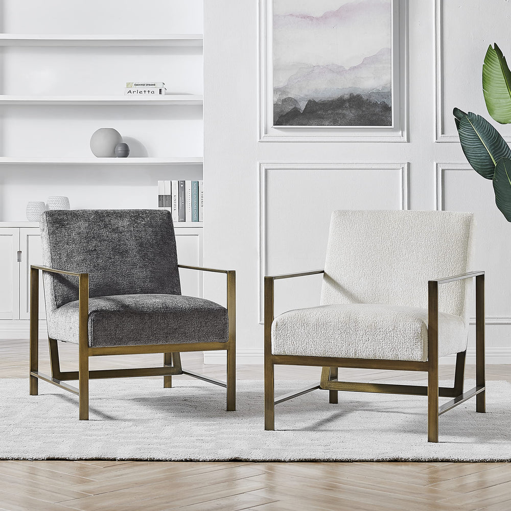 npd furniture and more Francis Fabric Arm Accent Chair Cream - Diamond Home USA