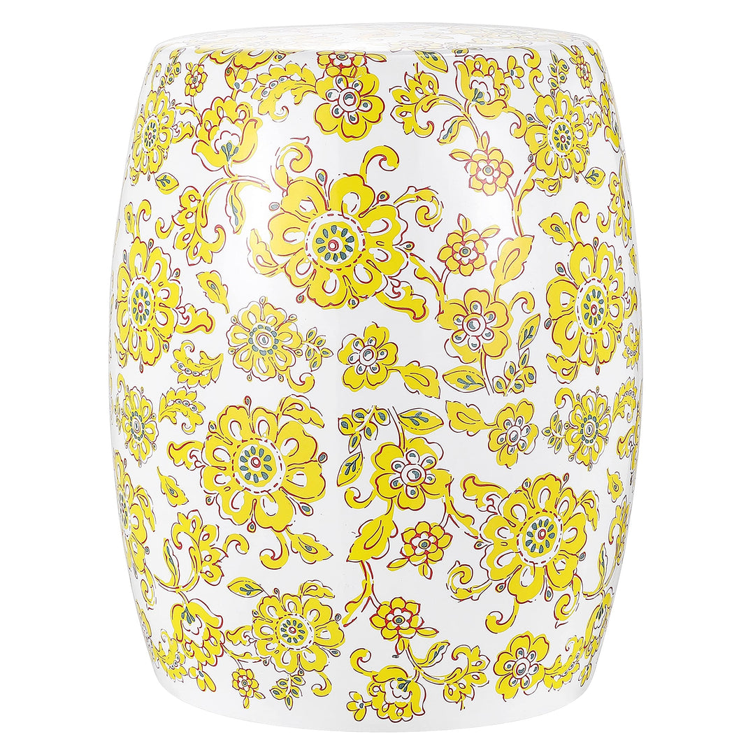 Indoor/Outdoor Garden Stool Yellow Modern Contemporary Ceramic Glossy - Diamond Home USA
