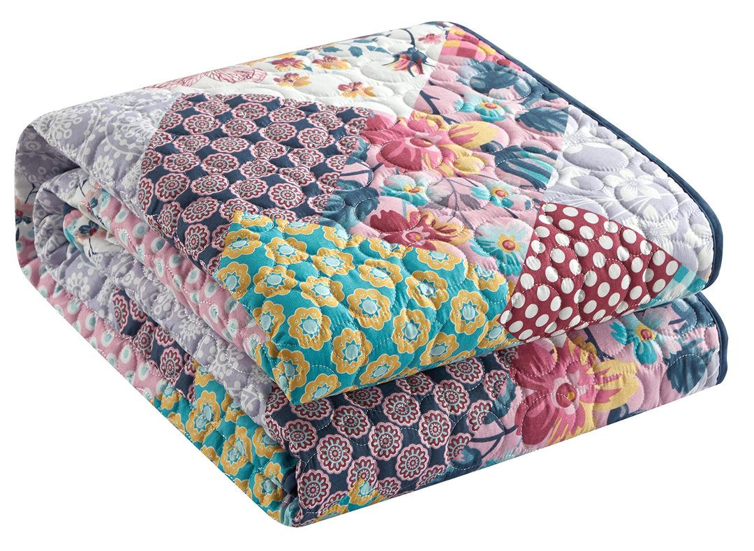 Stratford Park All Season Multi Color Floral Quilt Set with Pillow Shams King - Diamond Home USA