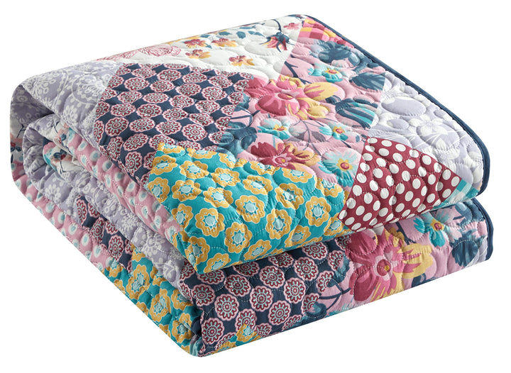 Stratford Park All Season Multi Color Floral Quilt Set with Pillow Shams King - Diamond Home USA