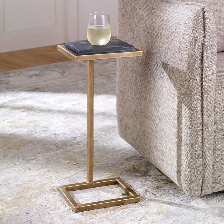 Black Martini End Table 8" d X 10" w 23" h Gold Casual Modern Contemporary - Diamond Home USA