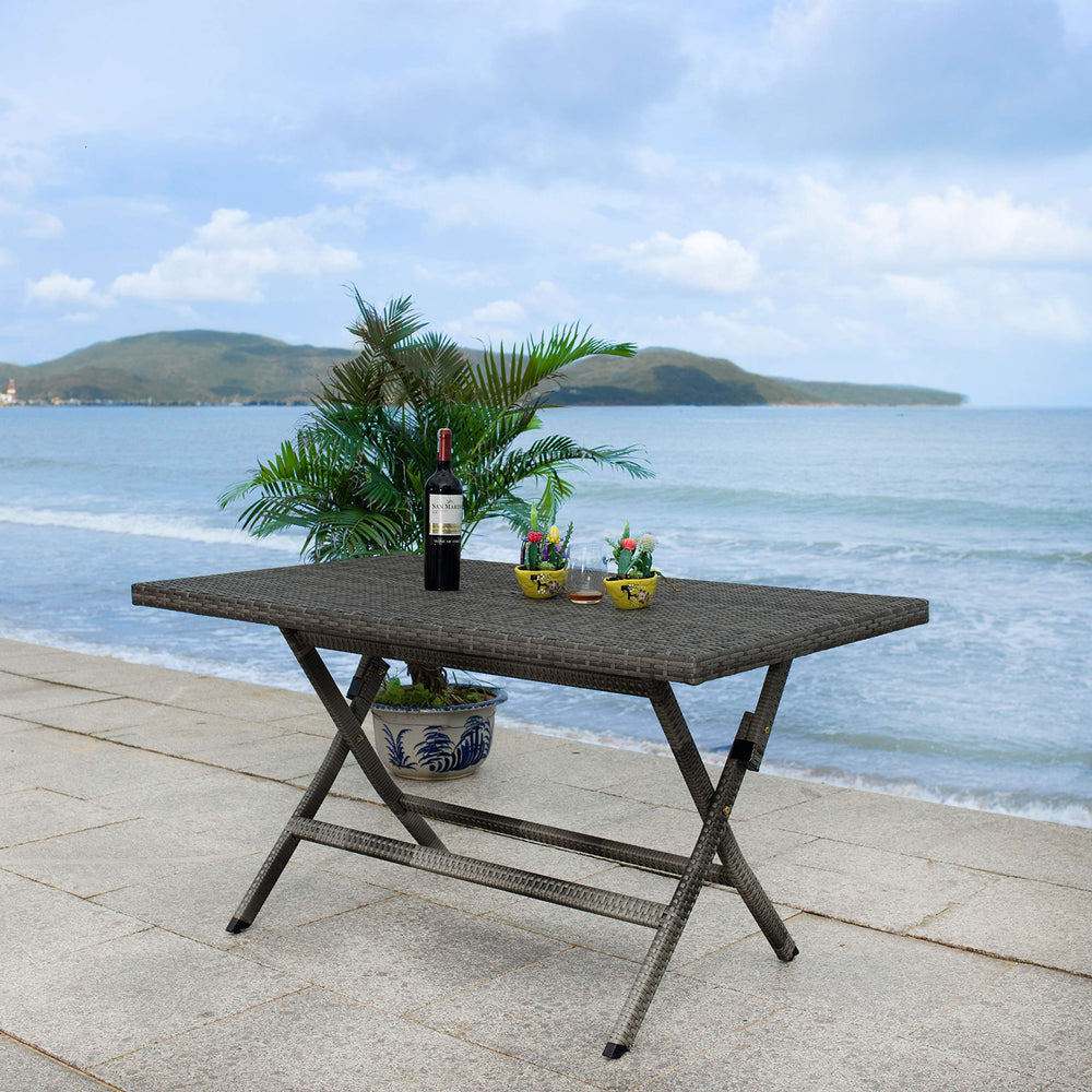 Safavieh PAT7503B Outdoor Collection Akita Grey Rectangle Folding Table