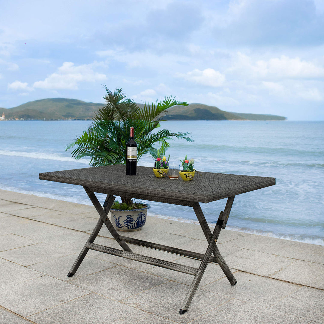 Safavieh PAT7503B Outdoor Collection Akita Grey Rectangle Folding Table