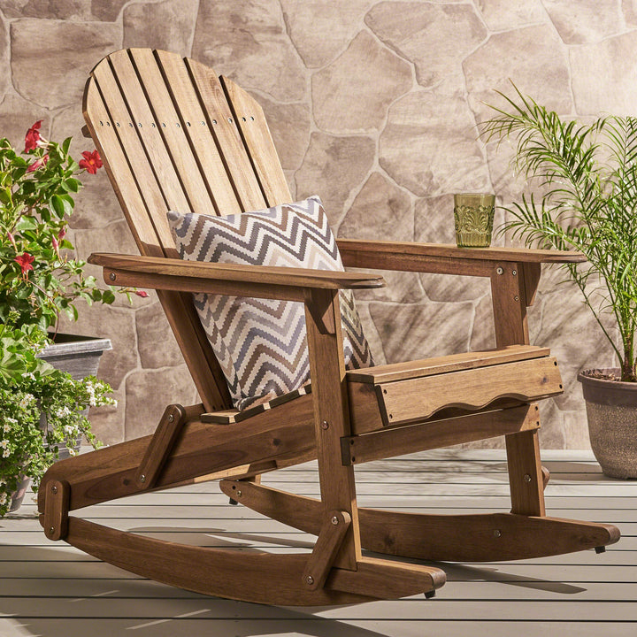 Christopher Knight Home Malibu Outdoor Acacia Wood Adirondack Rocking Chair Brown - Diamond Home USA