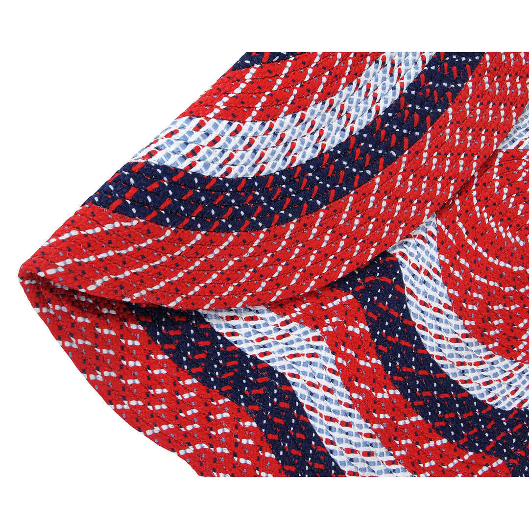 Better Trends Country Braid Collection is Durable and Stain Resistant Reversible 72" Round - Burgundy Stripe - Diamond Home USA