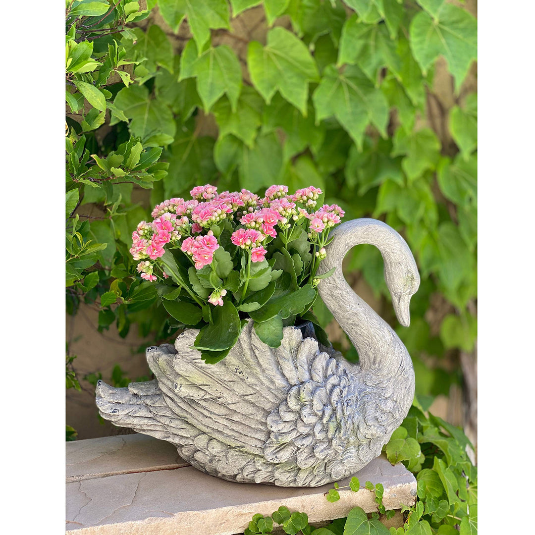 Urban Designs Swan Cast Stone Planter Garden Decor - Grey 7748997 - Diamond Home USA