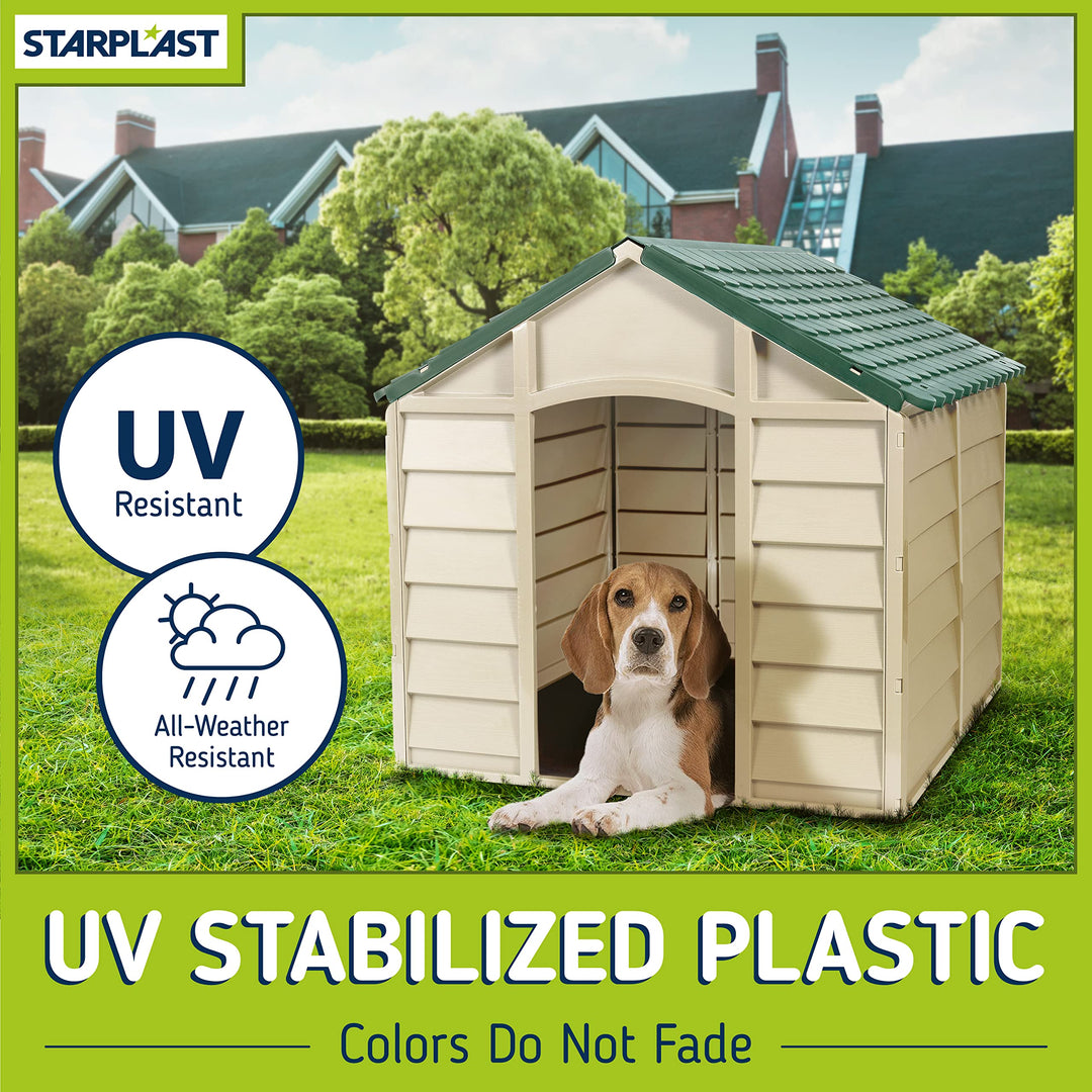 Starplast Small Dog Kennel: 1 Outdoor Plastic Pet House Weather & Water - Diamond Home USA