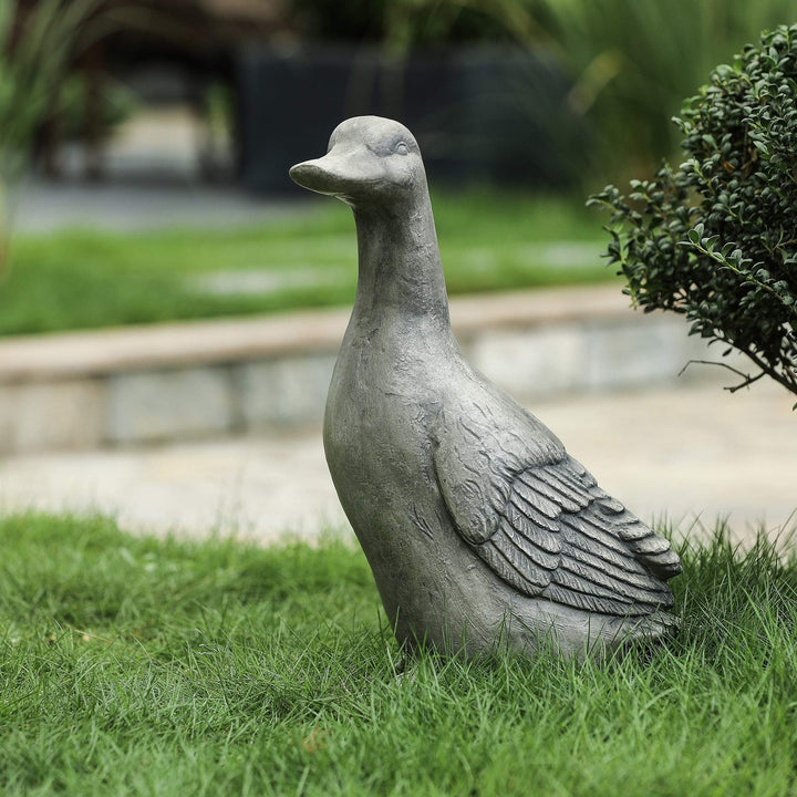 Duck Garden Statue Grey Traditional Magnesium Oxide