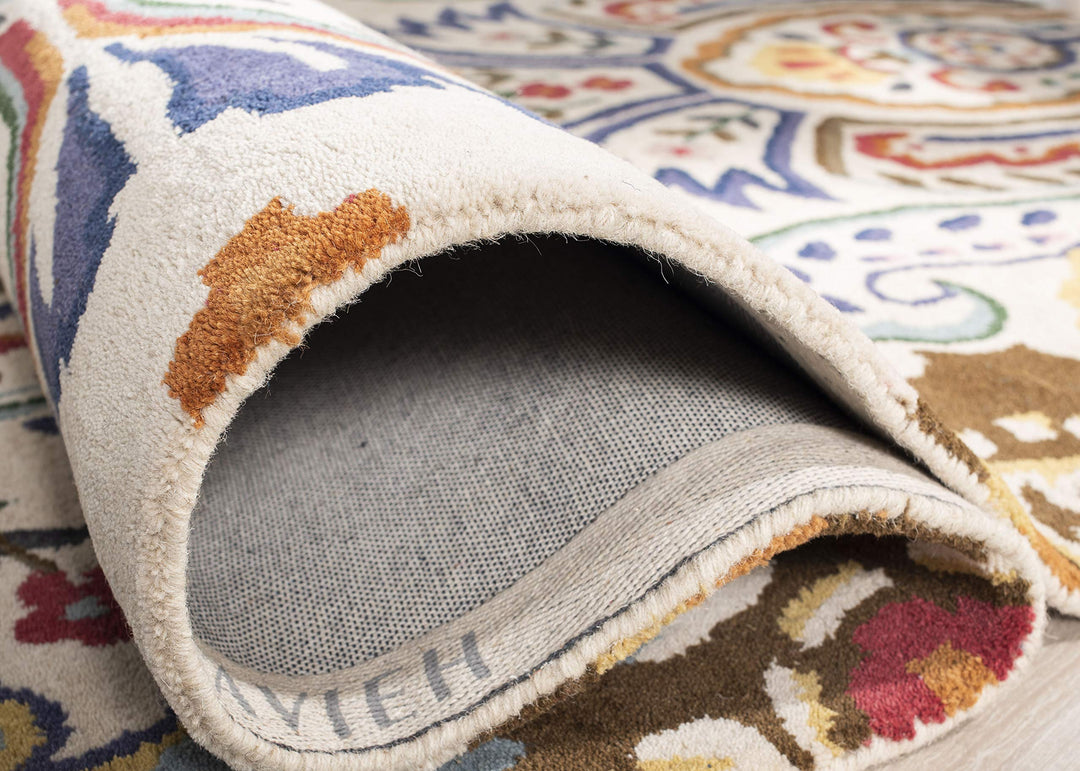 SAFAVIEH Bella Collection 3' x 5' Ivory/Blue BEL118A Handmade Boho Premium - Diamond Home USA