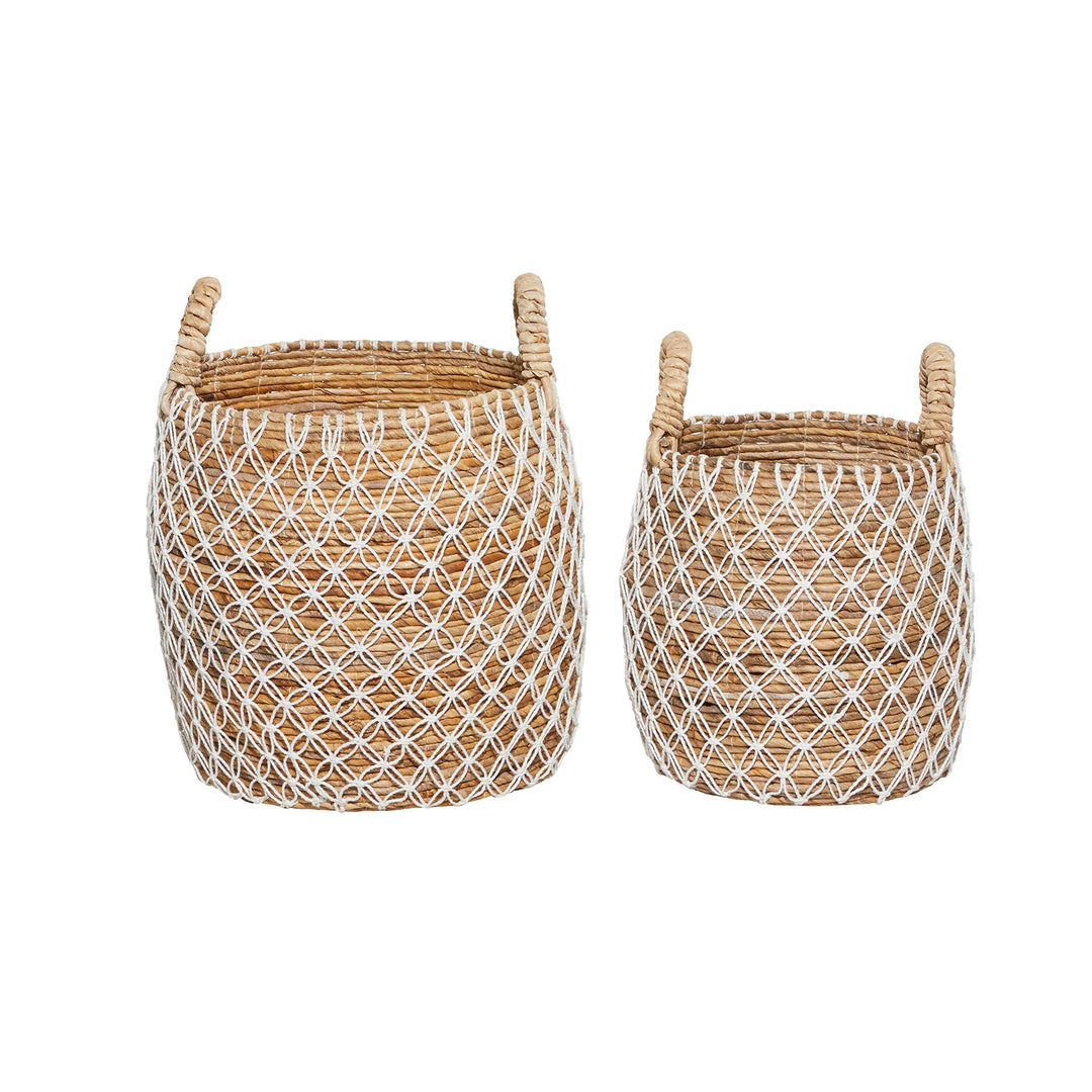 Brown Banana Leaf Natural Storage Basket (Set Of 2) 17 X 19 - Diamond Home USA