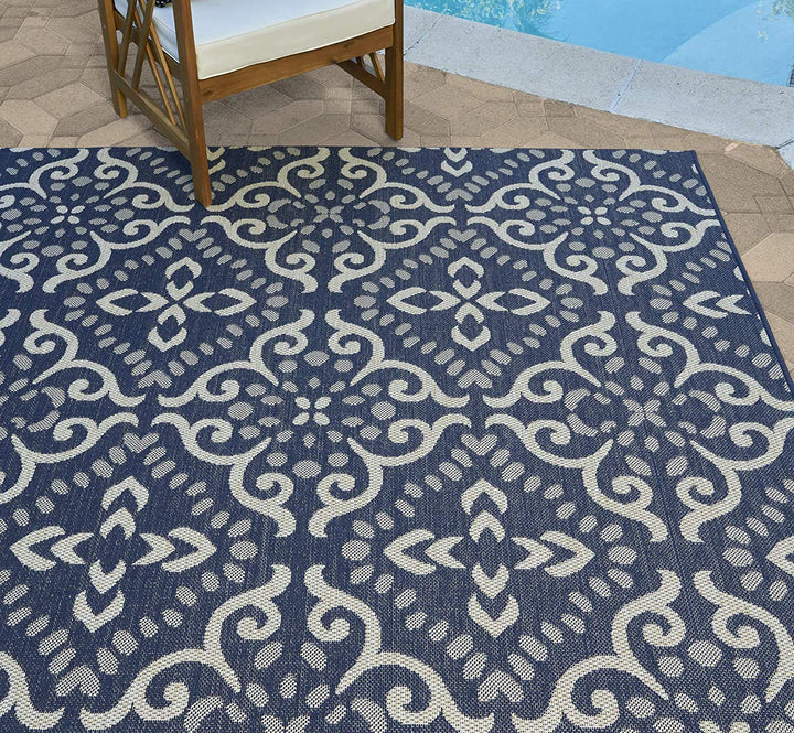Gertmenian Indoor Outdoor Classic Flatweave Area Rug Stain & UV Resistant Carpet 7'10 x 10'