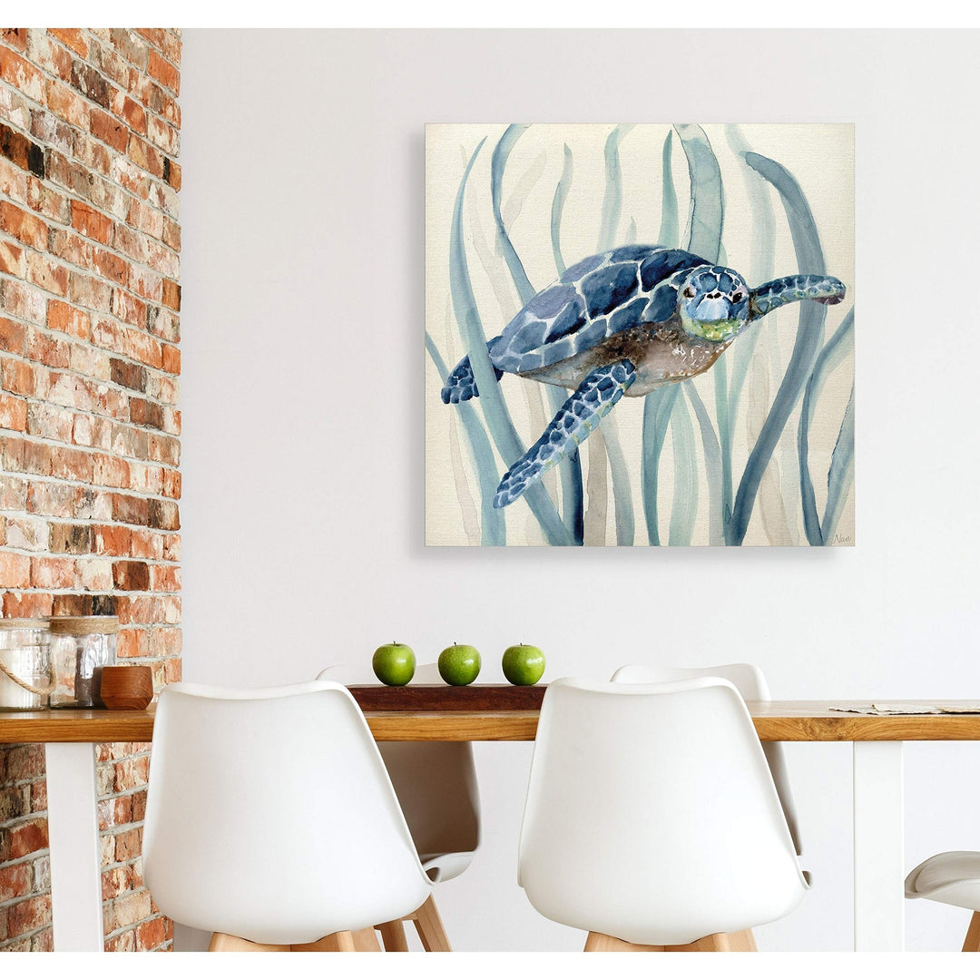 Wexford Home Turtle in Seagrass I -Gallery Wrapped Canvas - Yellow Blue Gen 40x40 - Diamond Home USA