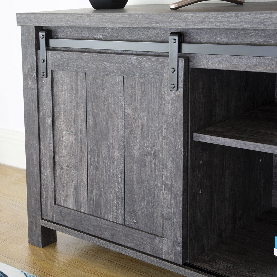 ICE ARMOR 58" W Farmhouse Stand with Sliding Barn Doors for TVs up to 65 Washed Black - Diamond Home USA