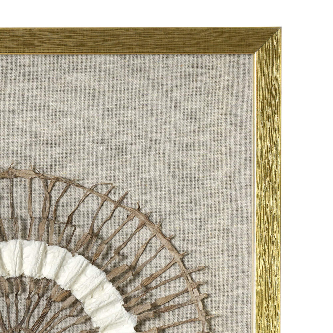 Boho Framed Handmade Paper And Linen Wall Art 23.75" X 35.5" Brown Bohemian - Diamond Home USA