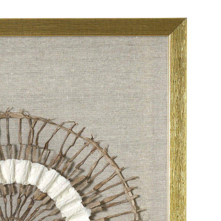 Boho Framed Handmade Paper And Linen Wall Art 23.75" X 35.5" Brown Bohemian - Diamond Home USA