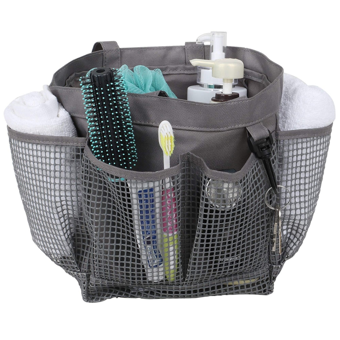 Mesh Portable Shower Caddy Quick Dry Tote Bag Bathroom Organizer Grey Solid Gray - Diamond Home USA