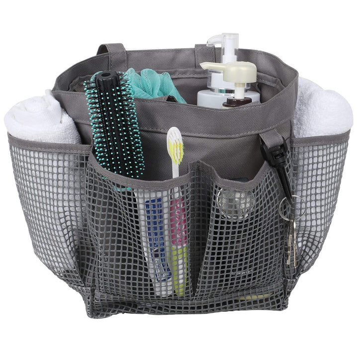 Mesh Portable Shower Caddy Quick Dry Tote Bag Bathroom Organizer Grey Solid Gray - Diamond Home USA