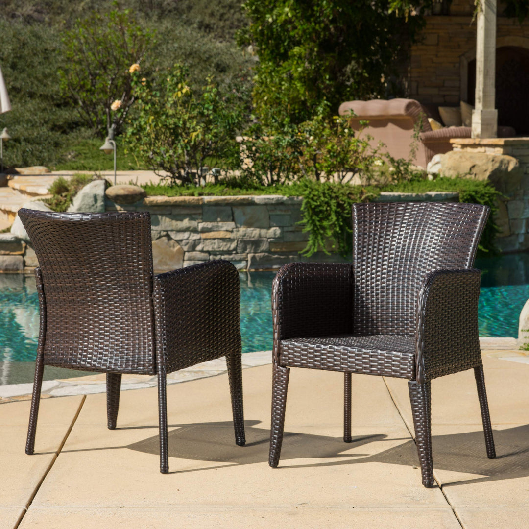 Christopher Knight Home Anaya Outdoor Wicker Dining Chairs 2-Pcs Set Multibrown - Diamond Home USA