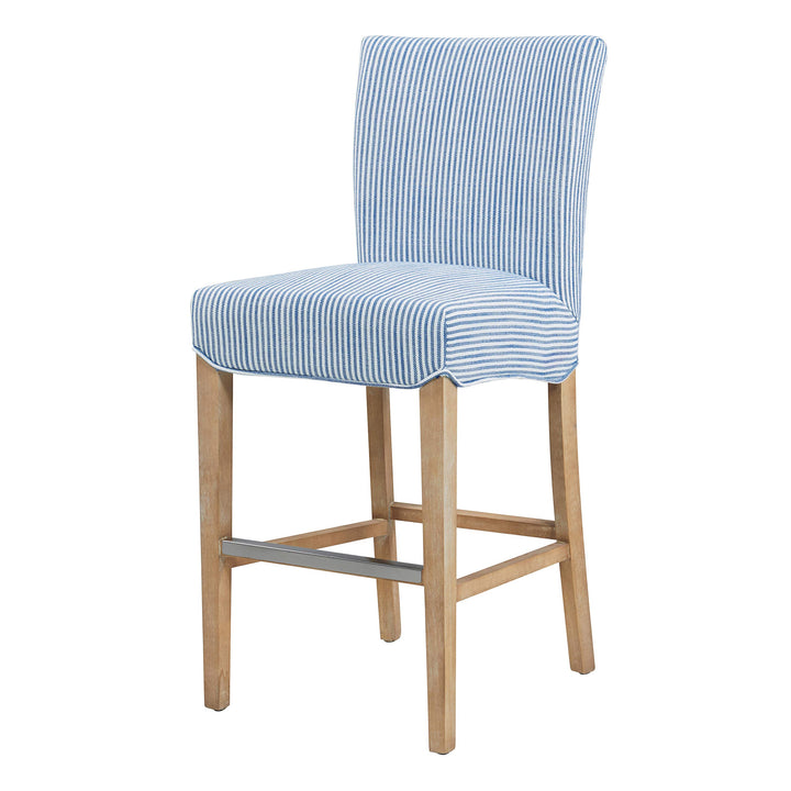 New Pacific Direct Milton Fabric Counter Bar & Counter Stools Blue Stripes - Diamond Home USA