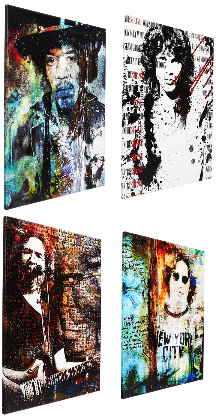 Ready2HangArt Rock Stars 4 Piece Modern Contemporary Canvas Wall Art Print - Diamond Home USA