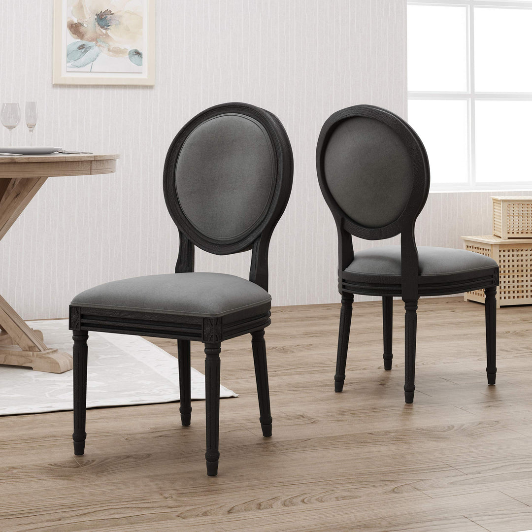 Christopher Knight Home Babbs Traditional Fabric Dining Chairs Dark Gray Grey - Diamond Home USA