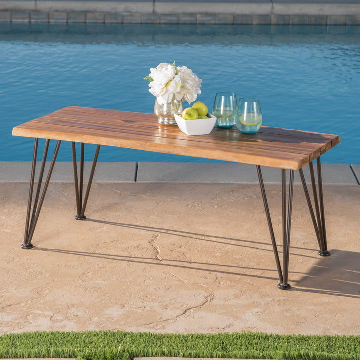 Christopher Knight Home Zion Outdoor Industrial Iron and Teak Finished Acacia - Diamond Home USA