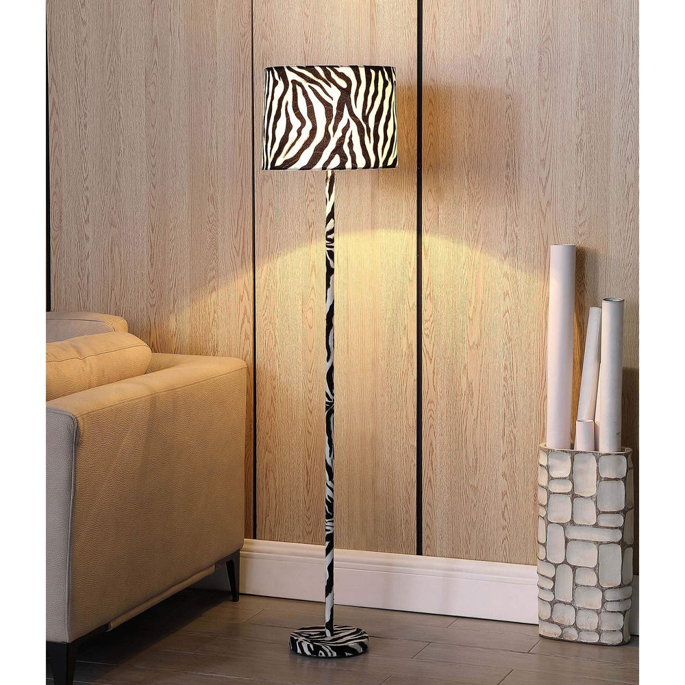 59 in. Suede Zebra Print Floor Lamp White Modern Contemporary - Diamond Home USA