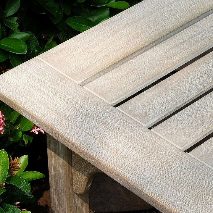 Cambridge Casual Teak Wood 47in 2-Shelf Patio Console Table Indoor Outdoor Weathered Grey - Diamond Home USA