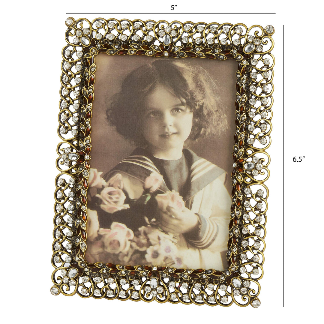 Goldtone Bejeweled Photo Frame Gold Rectangle Metal - Diamond Home USA