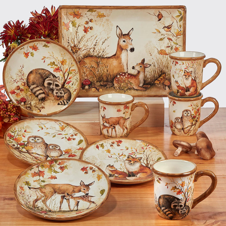 Pine Forest 22 Oz. Ice Cream/dessert Bowls Set Of 4 Beige Brown Multi Color - Diamond Home USA
