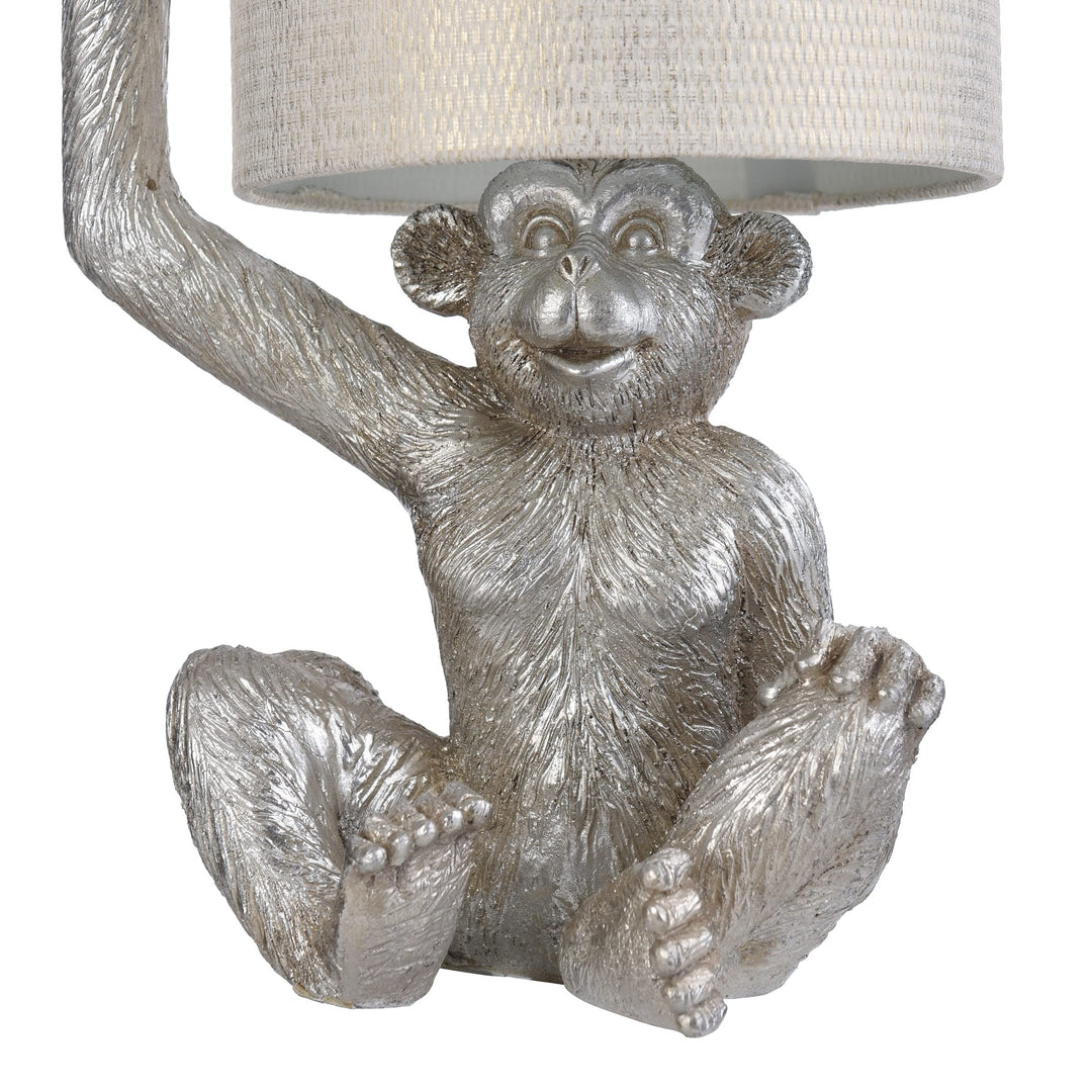 Silver Monkey Table Lamp Finish Metallic Champagne Fabric Shade - Diamond Home USA