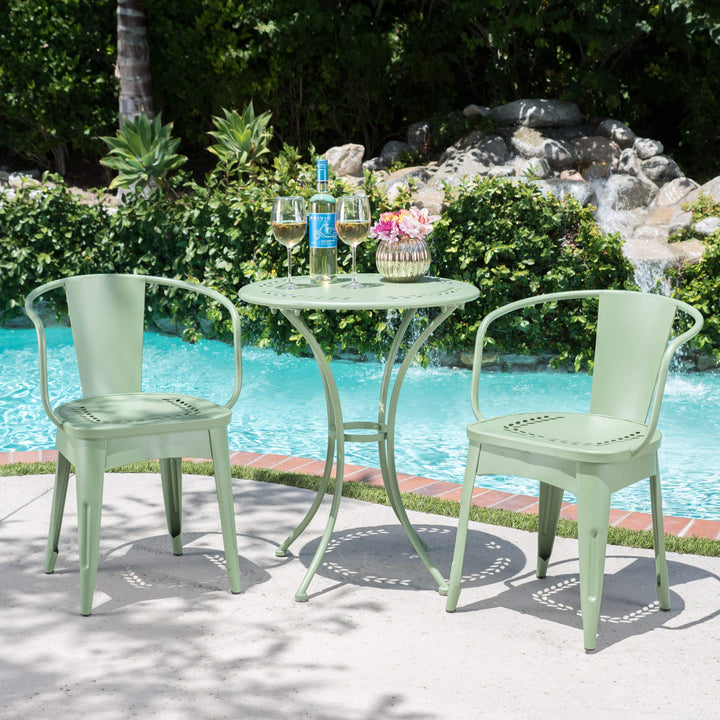 Christopher Knight Home 301284 "Lourdes CKH Outdoor Metal Bistro Set Matte Green - Diamond Home USA