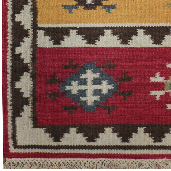 Herat Oriental Indo Hand Woven Tribal Vegetable Dye Kilim Wool Rug 4' x 6' - Diamond Home USA