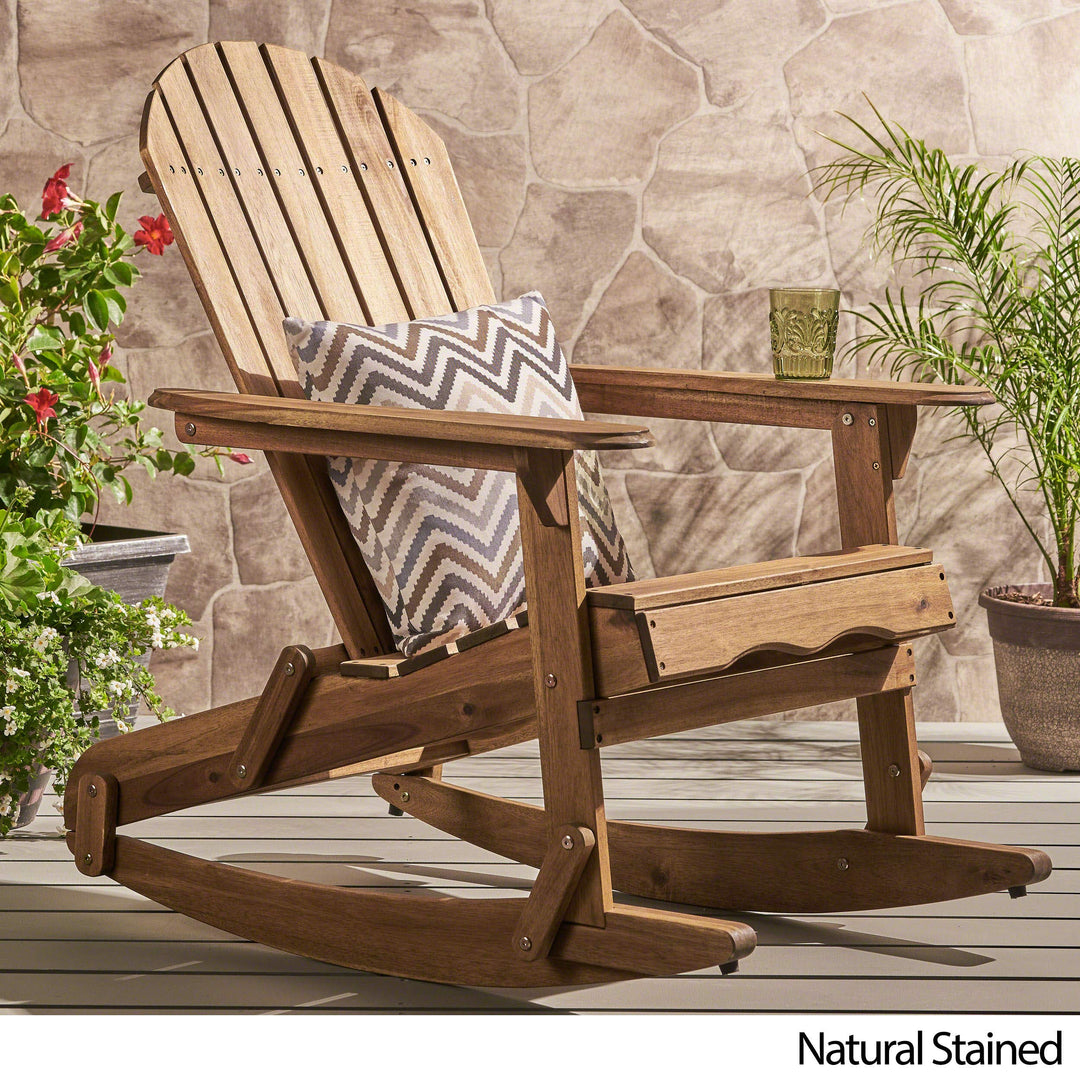 Christopher Knight Home Malibu Outdoor Acacia Wood Adirondack Rocking Chair Brown - Diamond Home USA