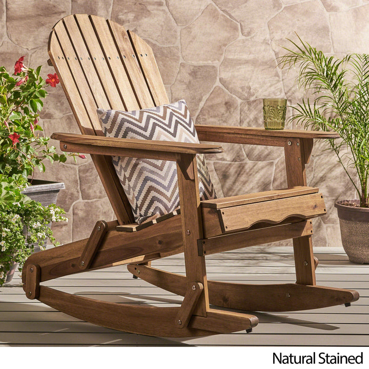 Christopher Knight Home Malibu Outdoor Acacia Wood Adirondack Rocking Chair Brown - Diamond Home USA