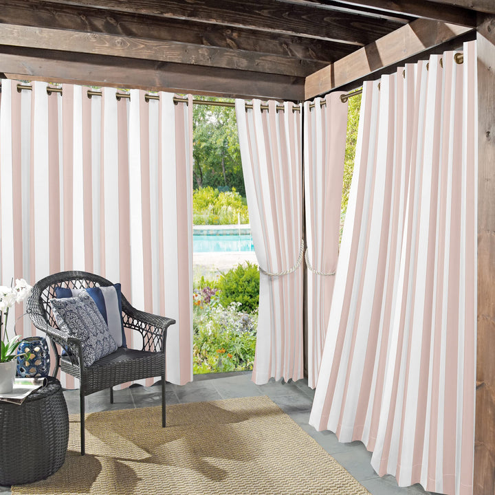 Sun Zero Valencia Cabana Stripe Indoor/Outdoor UV Protectant Energy Efficient 54" x 108" - Rose Quartz