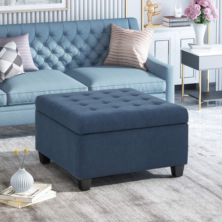 Christopher Knight Home Hedda Tufted Fabric Storage Ottoman Dark Gray+Dark