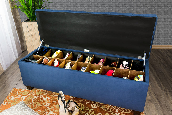 The Sole Secret Obsession Series Diamond Tufted Large Upholstered Lift Top Dark Blue - Diamond Home USA