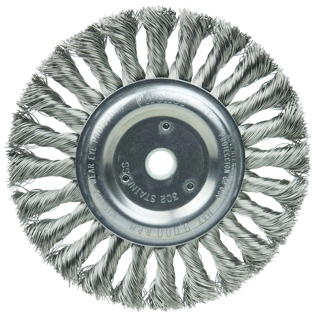Weiler 08345 6" Standard Twist Knot Wire Wheel .016" Stainless Steel Fill - Diamond Home USA