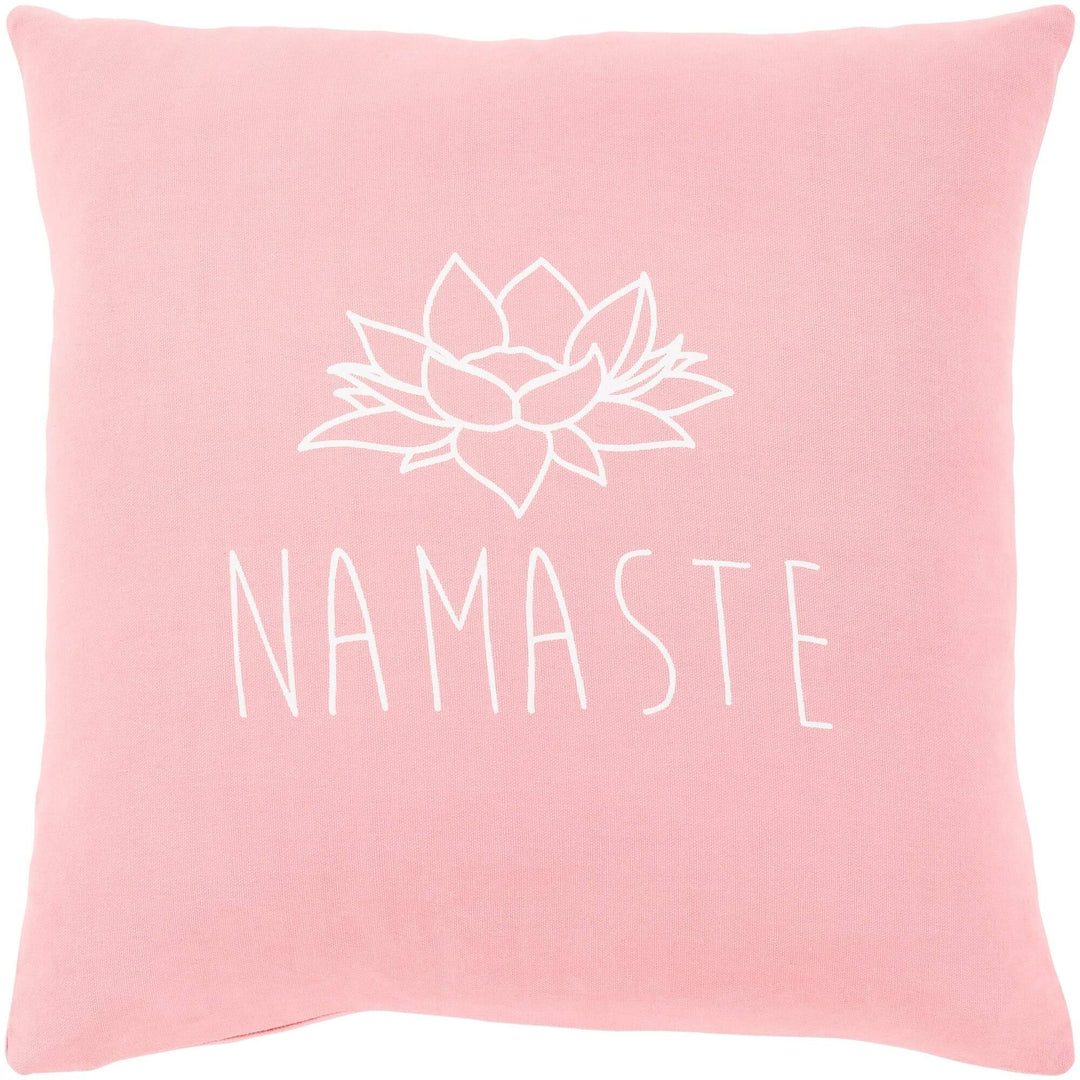 Blessed Pink Namaste Feather Down Throw Pillow (18" X 18") Quotes Sayings Cotton