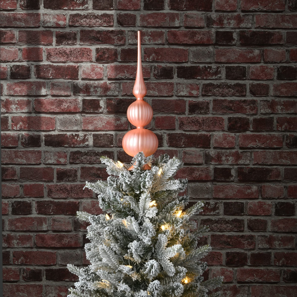 15" Pink Glass Christmas Tree Topper 15 in - Diamond Home USA